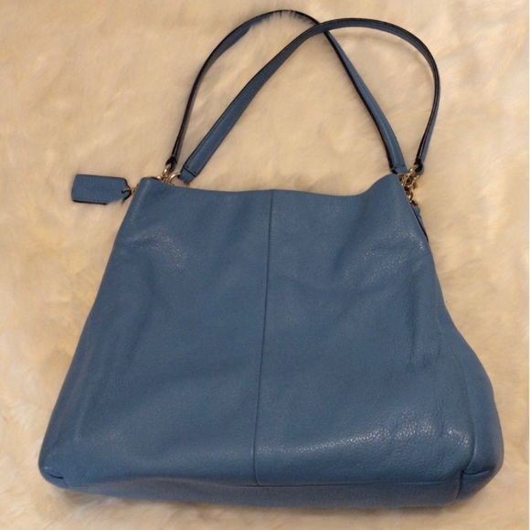 Coach Handbags - Coach Blue Leather Double Handle Bag